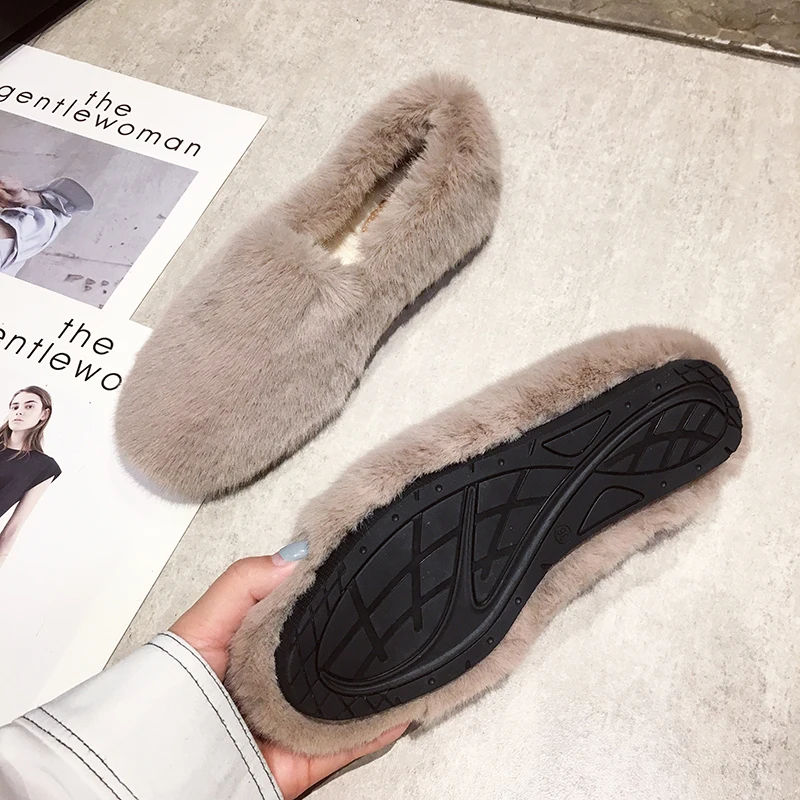 Мокасины женские из искусственного меха домашняя обувь плюшевые меховые лоферы