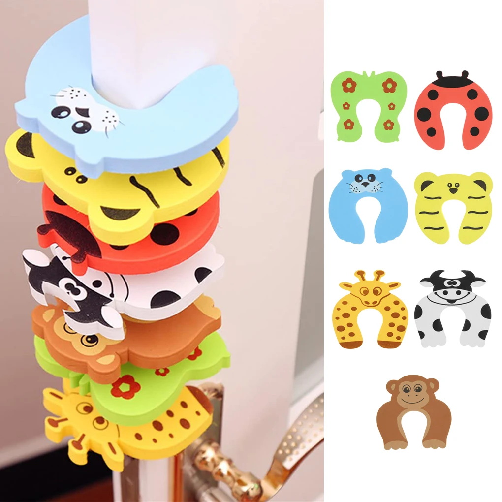 Protector de puerta con dibujos animados para beb&eacute;s y ni&ntilde;os, pomo Protector de dedos para la pared, a prueba de golpes, 5 unidades-2