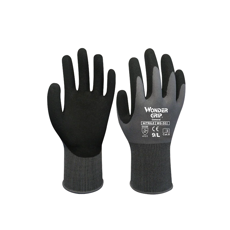 Рабочие перчатки Wonder Grip 10 пар, нейлоновые, черные, нитриловые, износостойкие, дышащие, с песчаным покрытием
