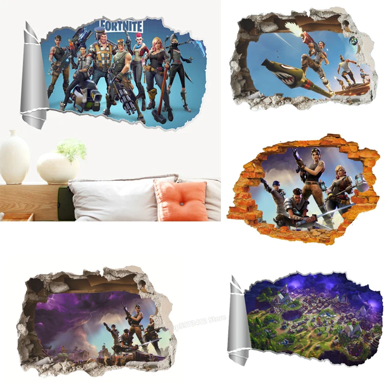 Настенные 3D наклейки Fortnites настенные в виде крепости для спальни гостиной