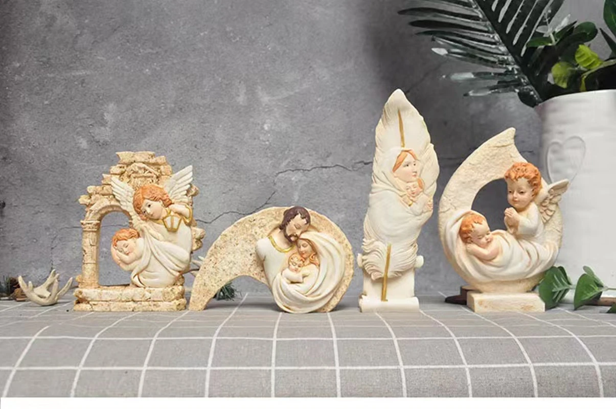 

Catholic Christmas Nativity Figure Holy Family Virgin Mary Angel Christian Plaques Home Decoration Church Souvenirs