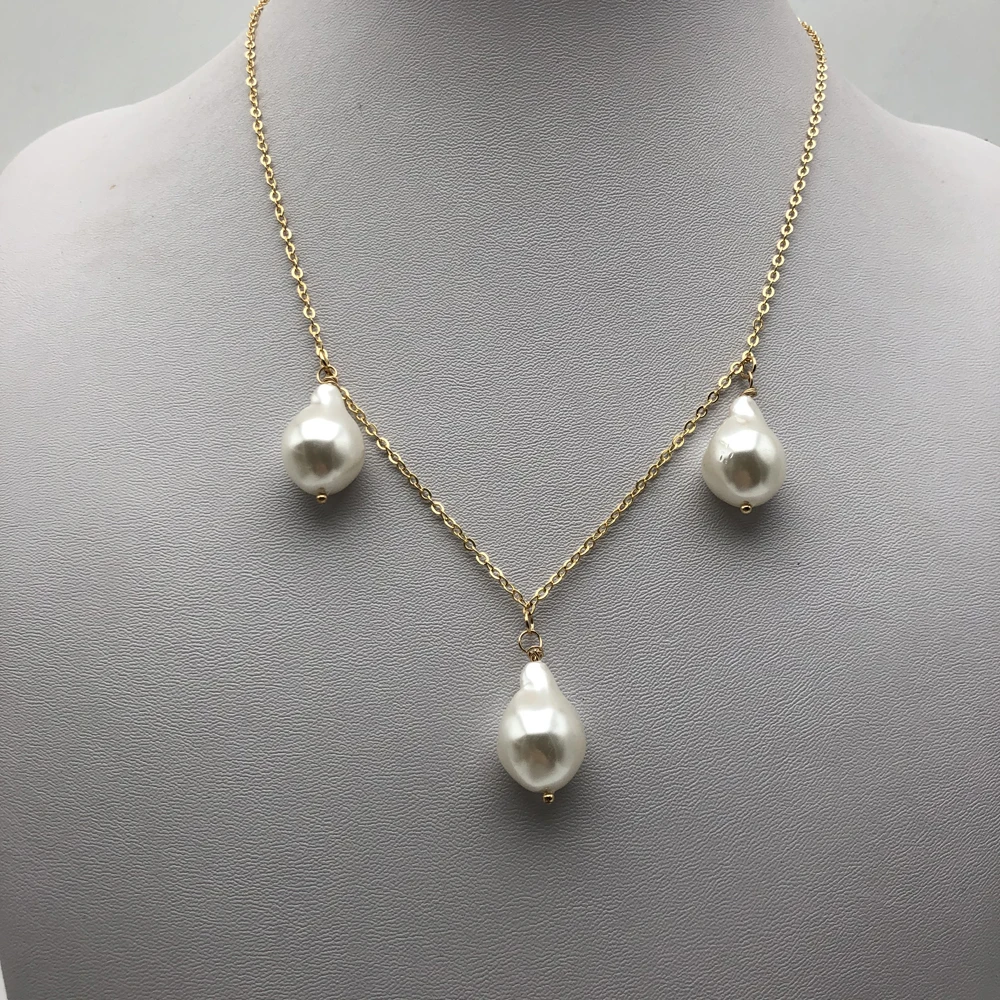 Ожерелье с подвеской из натурального жемчуга и искусственного в стиле барокко 2019