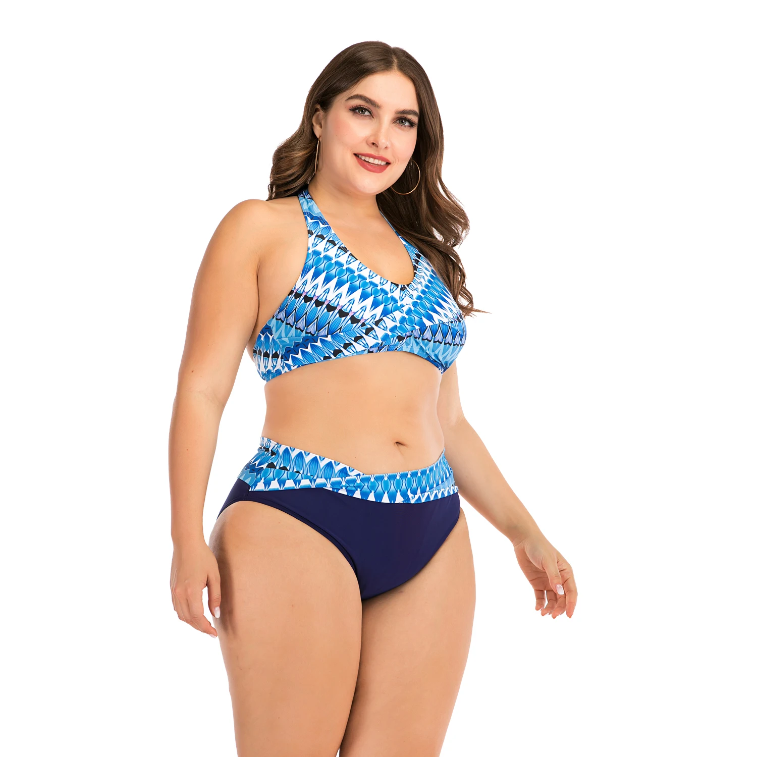 Комплект бикини с высокой талией для женщин большого размера купальник 4XL