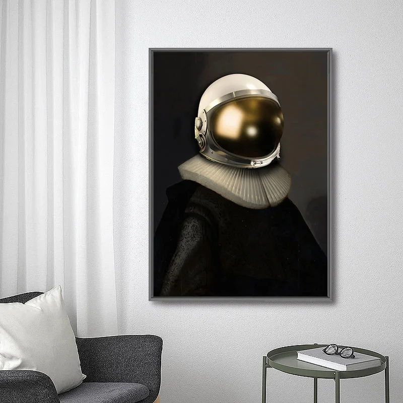 

Funny Rabbit Ears Can Glasses Women Painting Modern Abstract Alien Helmet Wall Art Canvas Poster Living Room Home Decoration