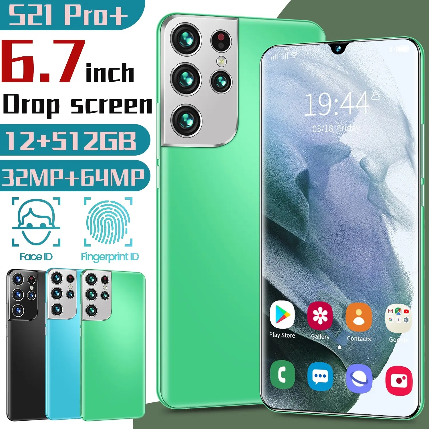 

S21 Pro+ Sim Dual + Micro Sd 12 512gb 6000mah Fingerprint Id 32 64mp 5g Lte Mobile Phone Ranges 6.7 Inch Deca Core Smartphones