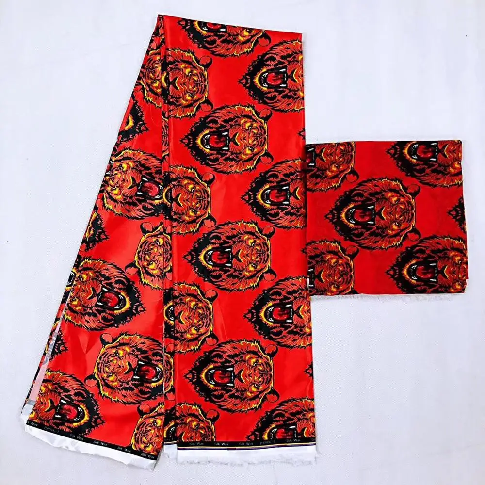 Isiagu имитация шелка воск красный шелк шифон Ткань африканская ткань Анкара