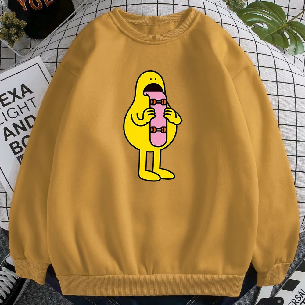 

Забавный скейтборд язык печати теплый женский свитер Эстетическая мода пуловер женский большой теплый круглый вырез Толстовка 2020 женский