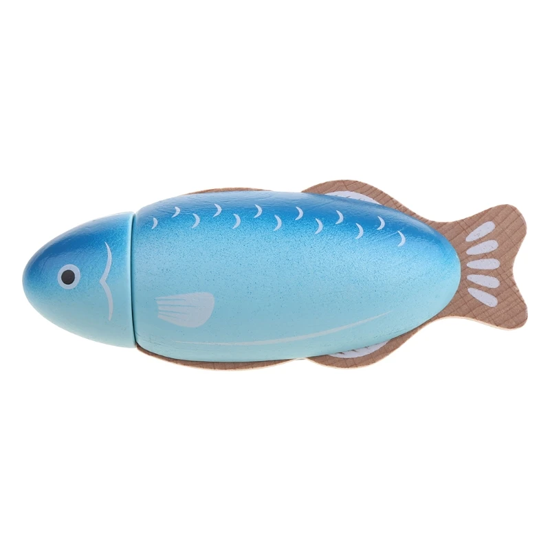 

Wooden Cutting Sea Food Chopping Pretend Play Educational Toy Gift For Kid Baby