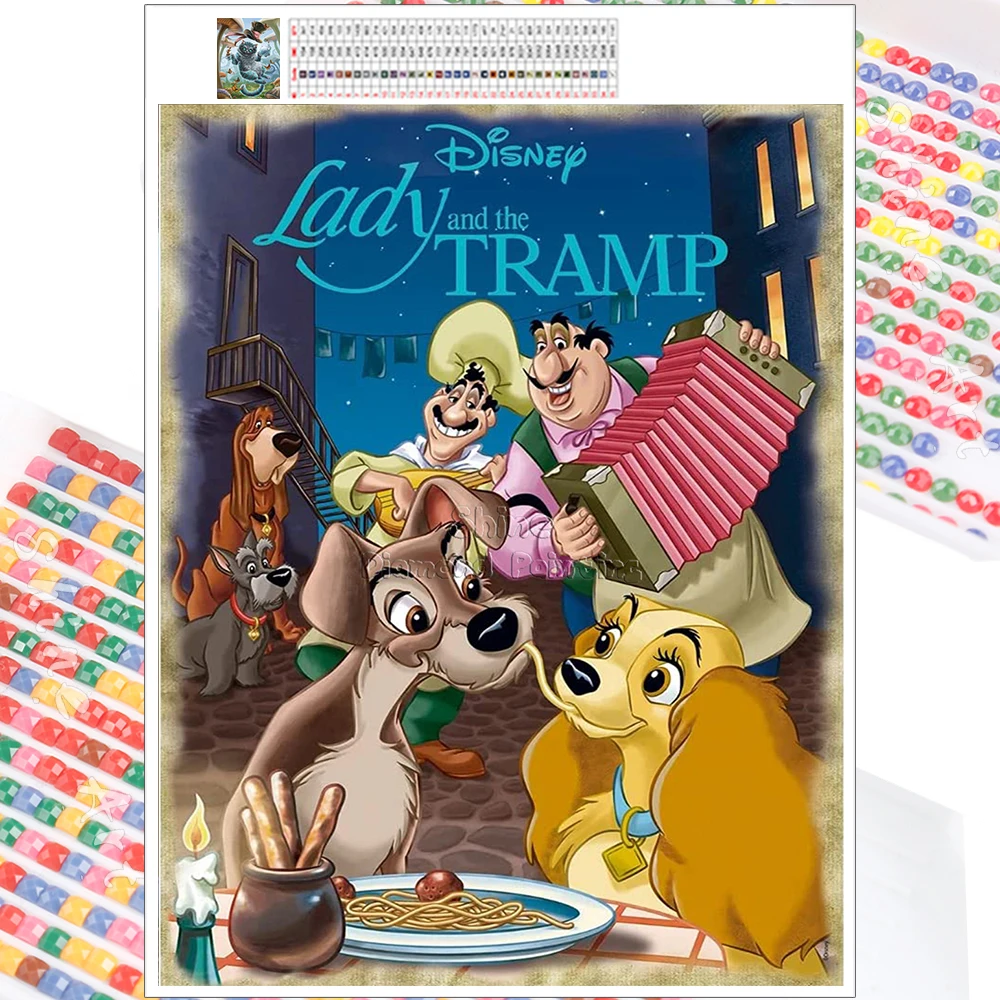 

Алмазная живопись мультфильм Мисс бродячие собаки животные полный квадрат круглый 5D Сделай Сам искусство подарок вышивка крестиком Мозаик...