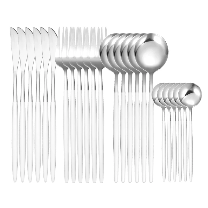 Серебряный набор посуды для Ножи вилка кофейная ложка Нержавеющая сталь