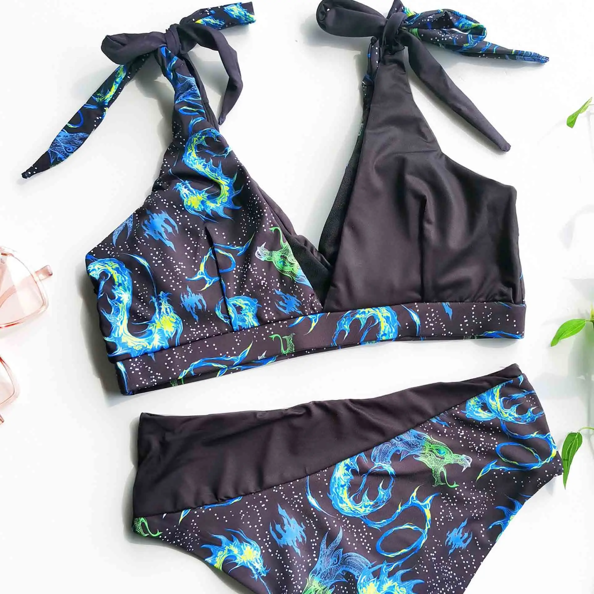 

Women Swimsuit High Waist Swimwear Thong Bikini Push Up Bikini Set Mini Biquini Print Bathing Suit Beachwear Sexy Swimsuit