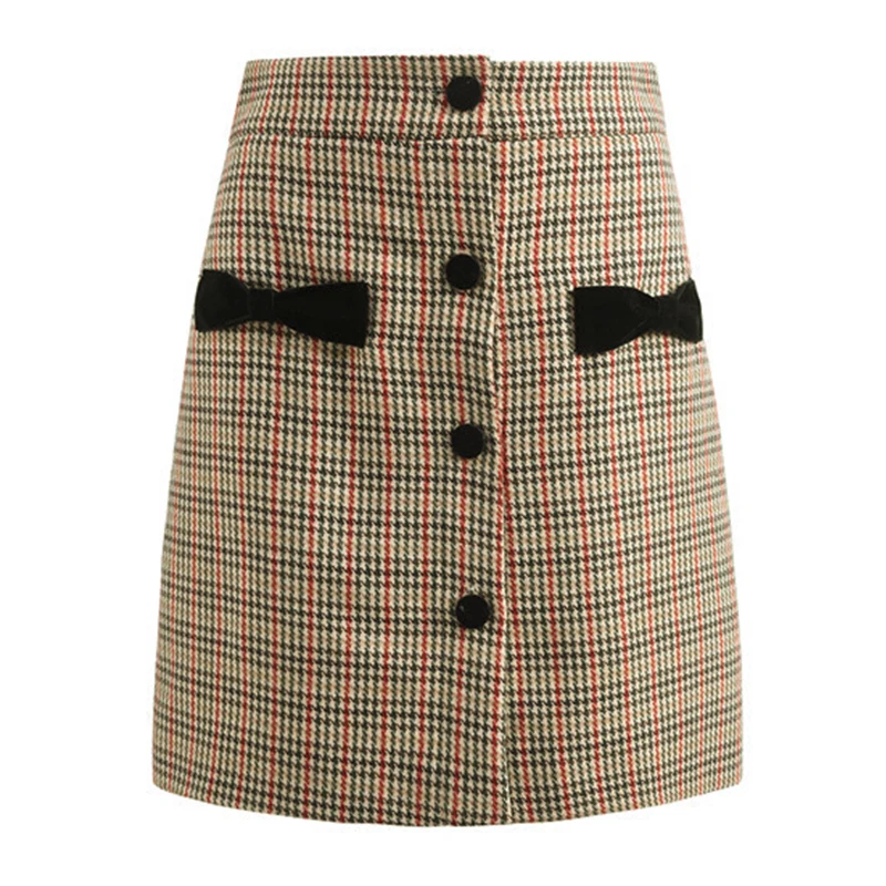 

England Vintage Pink Skirts Womens 2020 Autumn Winter Fashion Bow High Waist A-line Mini Skirt faldas mujer