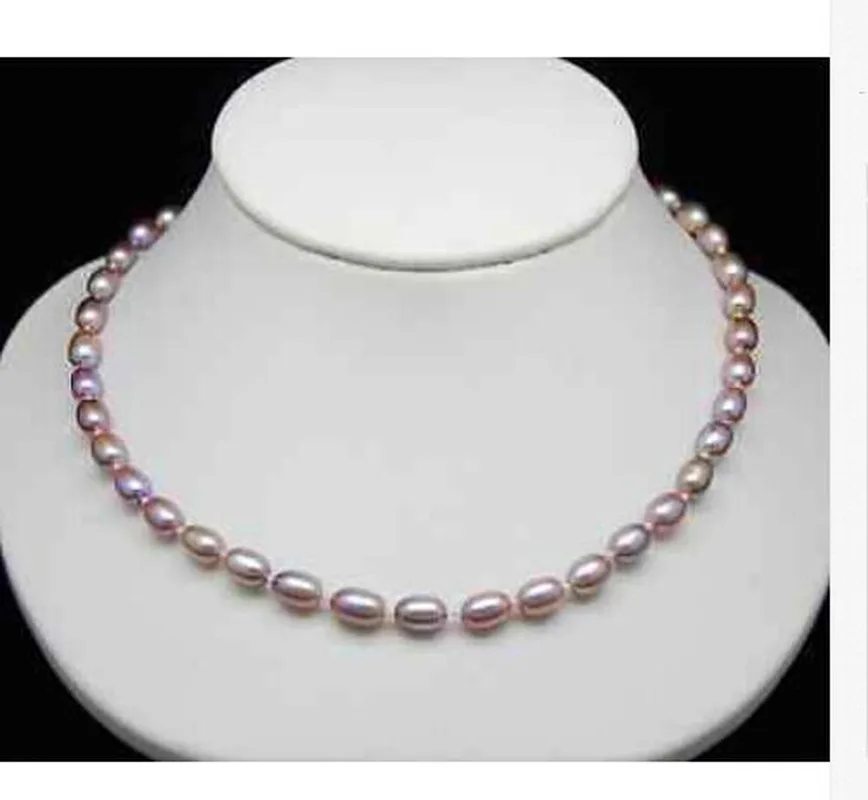 

7-8MM natural purple Cultured Akoya Pearl Necklace 18''