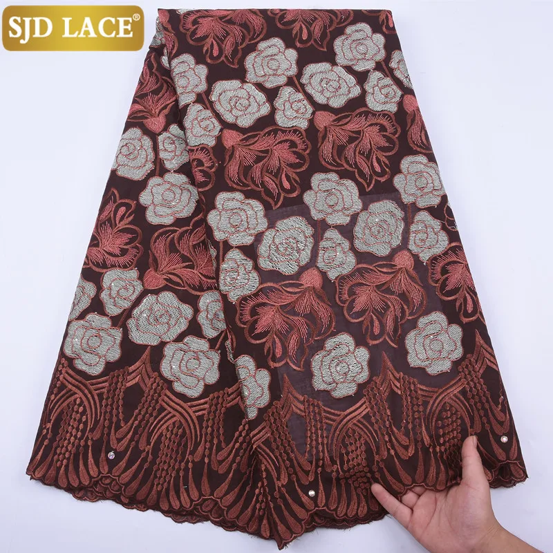 Кружевная ткань SJD в африканском стиле кофейного цвета мужские тканевые