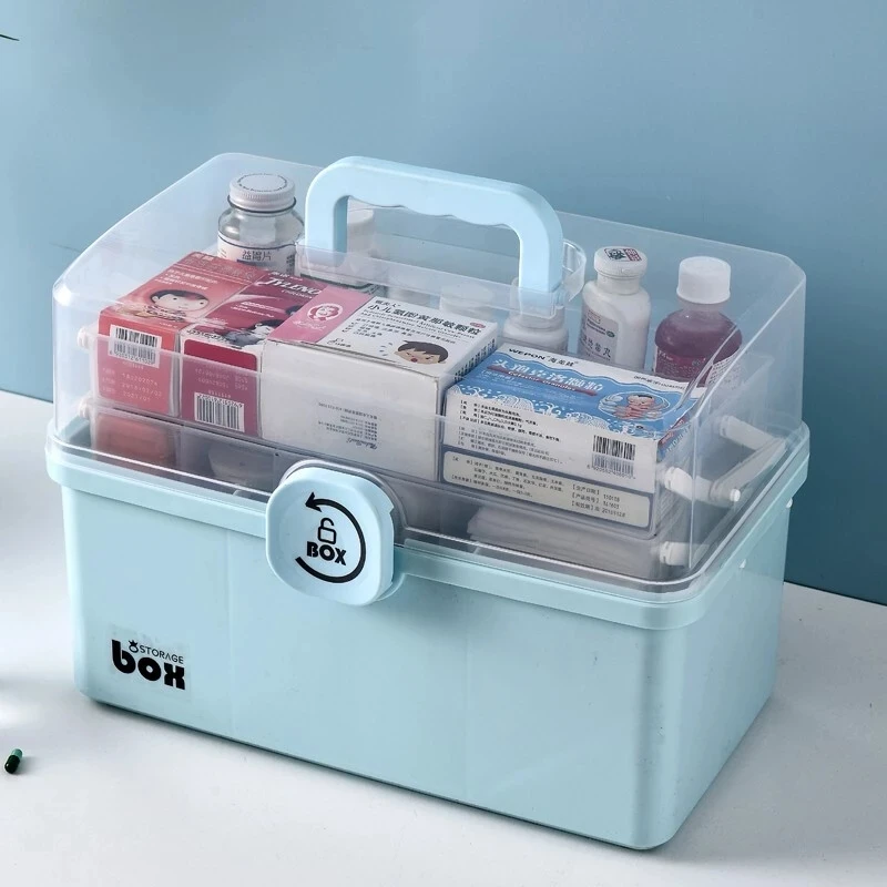 

MultiFunctional Large Capacity Pill Case Plastic First Aid Kit Container Family Emergency Medicine Storage Organizer With Handle