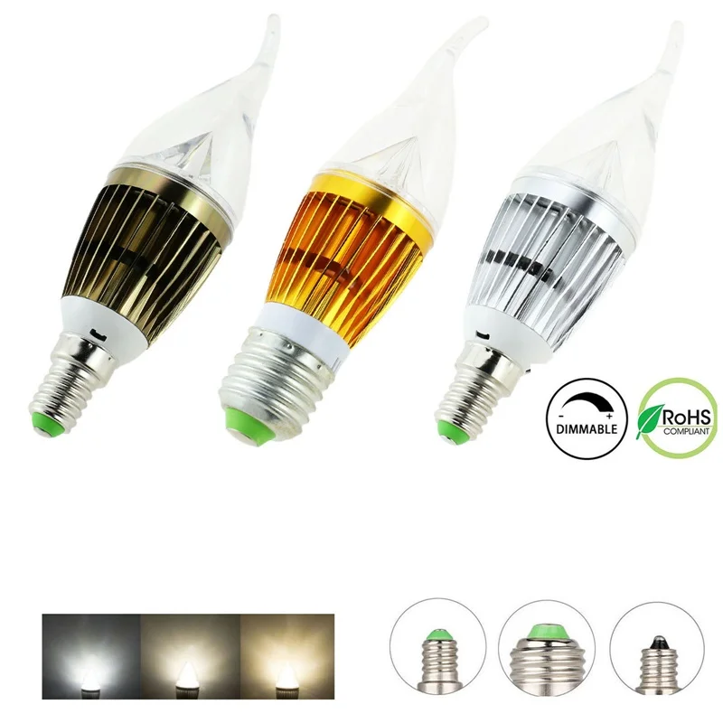 Dimmable E12 E27 E14 SES 6 Вт 8 10 110 В 220 светодиодный Люстра в форме свечи Светильник лампы