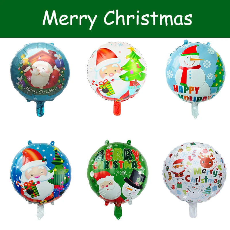 

5Pcs 18 inch Christmas decoration foil balloons, Santa reindeer snowman aluminum film balloons, Merry Christmas party supplies