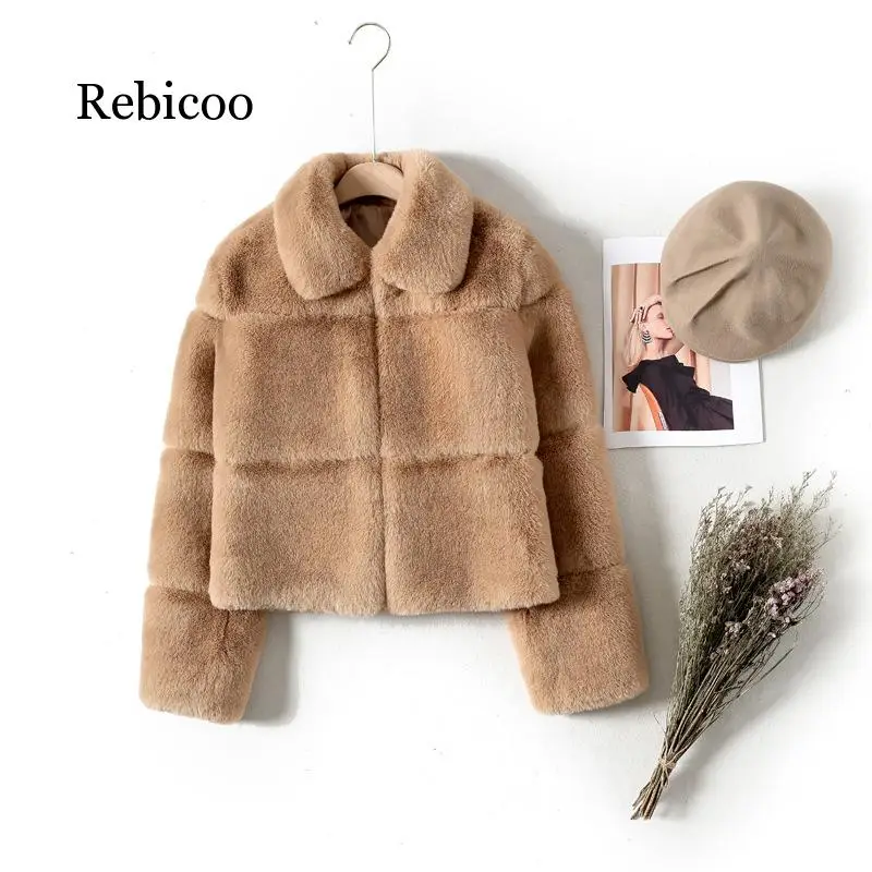 

Fine imitation lazy rabbit fur coat female short fashion lapel clothing plush top