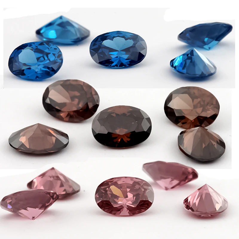 

2x3~10x12mm Oval Shape NewBlue Coffee and Rhodolite Color Synthetic Cubic Zirconia Stone AAAAA