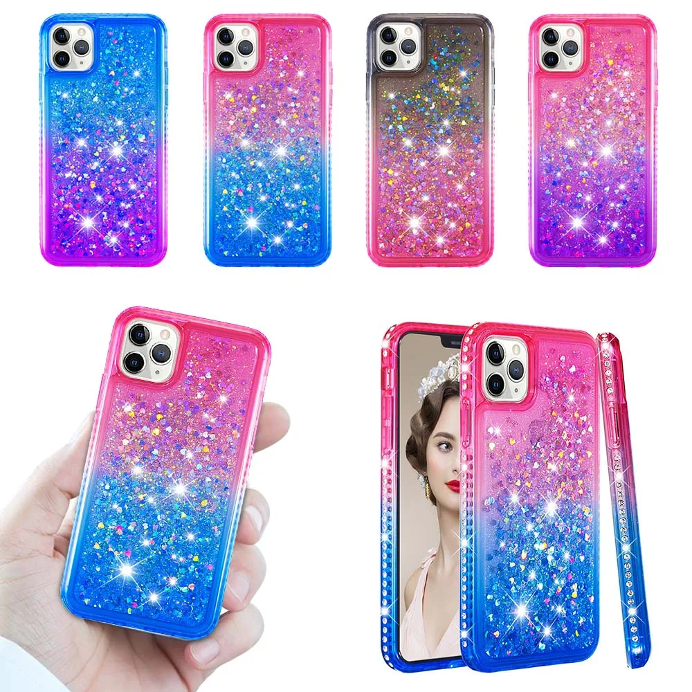 

Luxury Gradient Quicksand Phone Case for iPhone 11 Pro Max XS XR X 7 8 6 5S SE Soft TPU Capa Dynamic Bling Cute Girly Back Cover