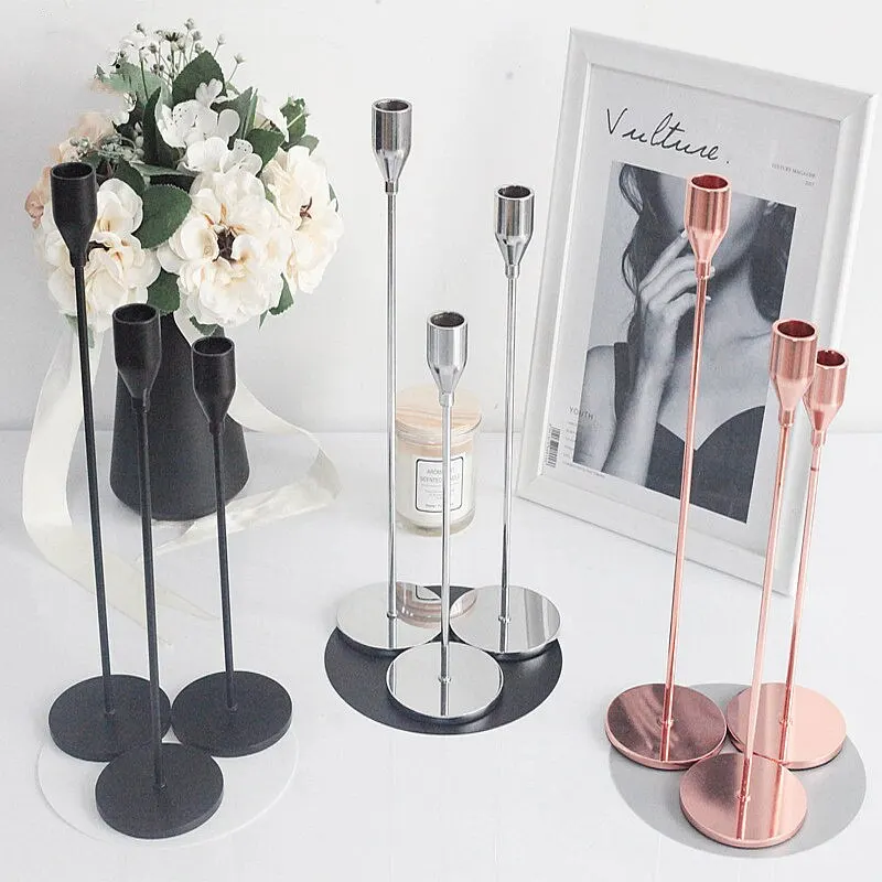 

3Pcs/Set Chinese Style Metal Candle Holders Simple Golden Wedding Decoration Bar Party Living Room Decor Home Decor Candlestick