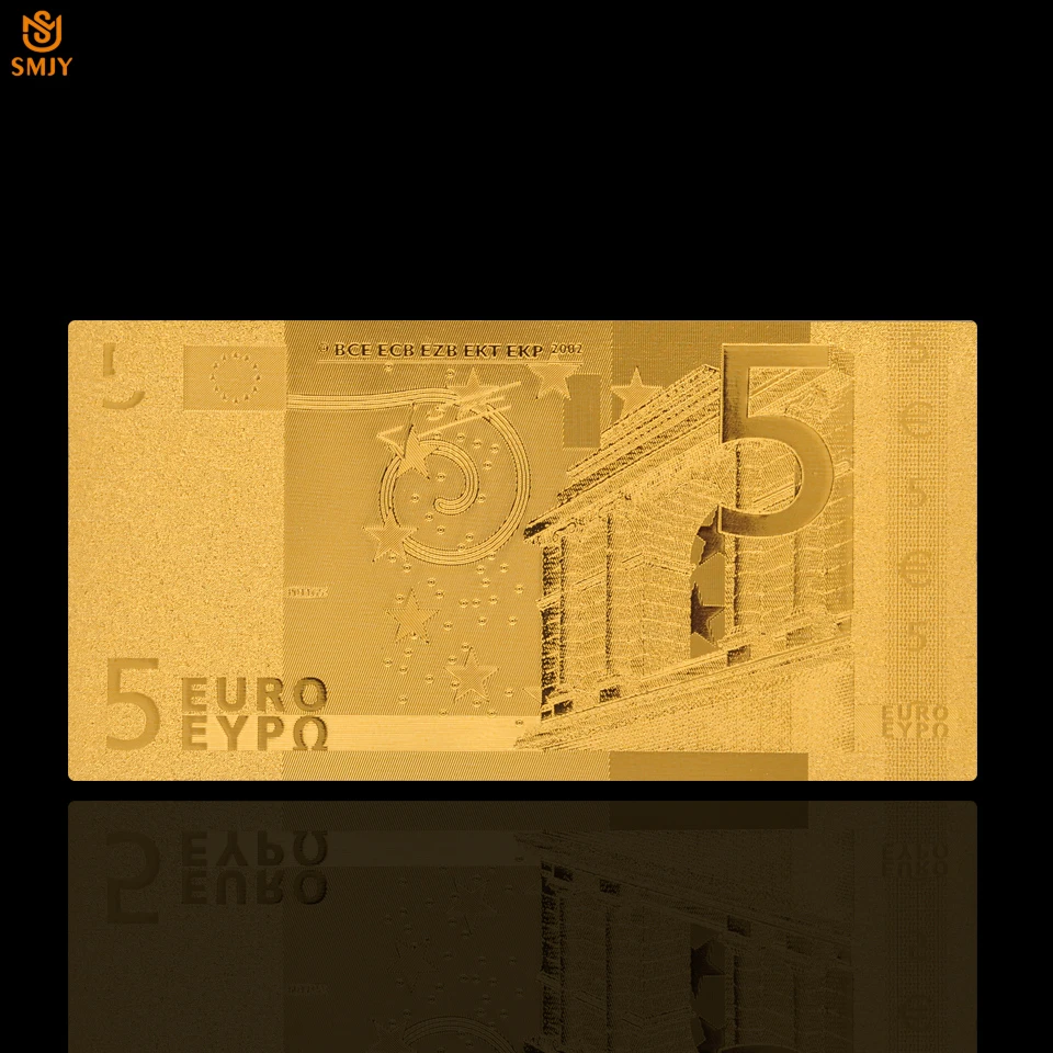 10 шт./лот сувенирные банкноты Евро 5 для банкнот Золотая Европейская валюта