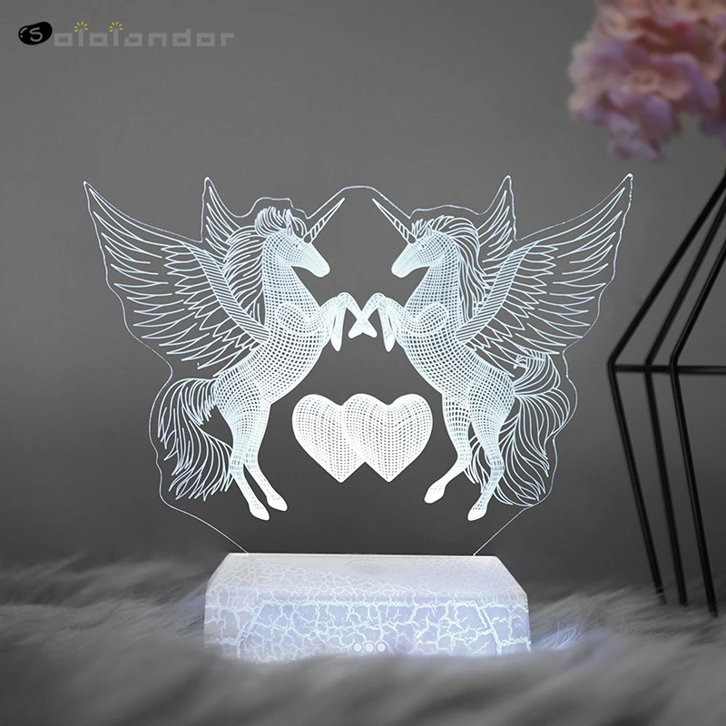 2020 новейший дистанционный светильник Pegasus 3D светодиодный настольная лампа