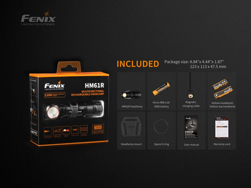 Многофункциональный перезаряжаемый Налобный фонарик Fenix HM61R с магнитной зарядкой от usb с аккумулятором 3500 мАч