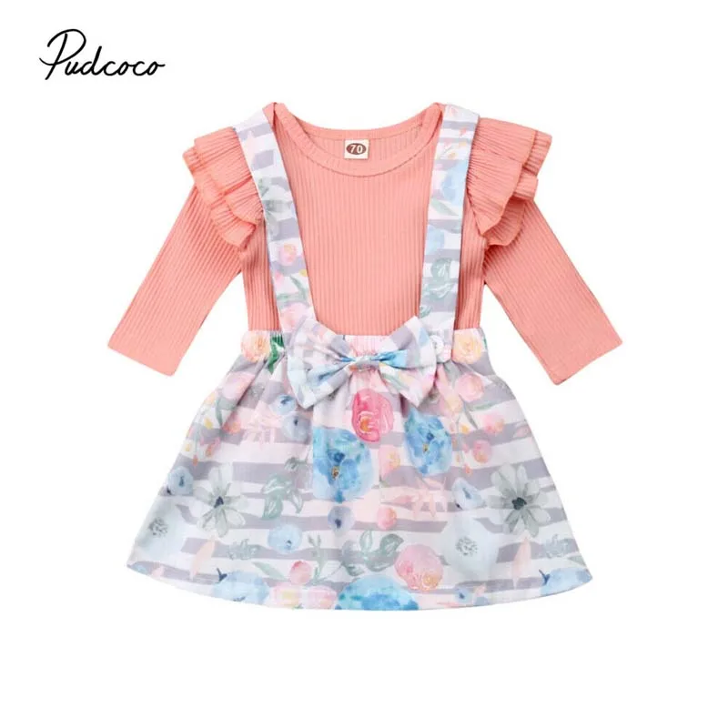 2019 летняя одежда для малышей Одежда маленьких девочек розовый комбинезон с