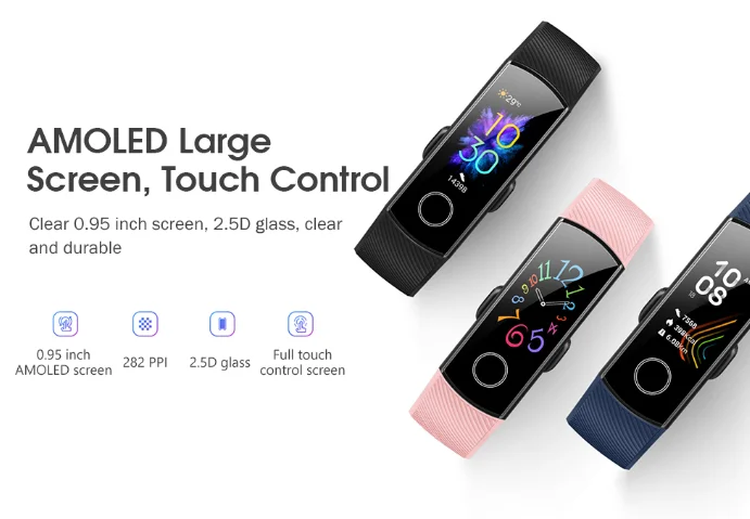 HUAWEI Honor 5 Smart Watch 0.95 Inch Heart Rate Monitor Wristband Magic Sport Bracelet IP68 Waterproof Smartband NFC Payment New |