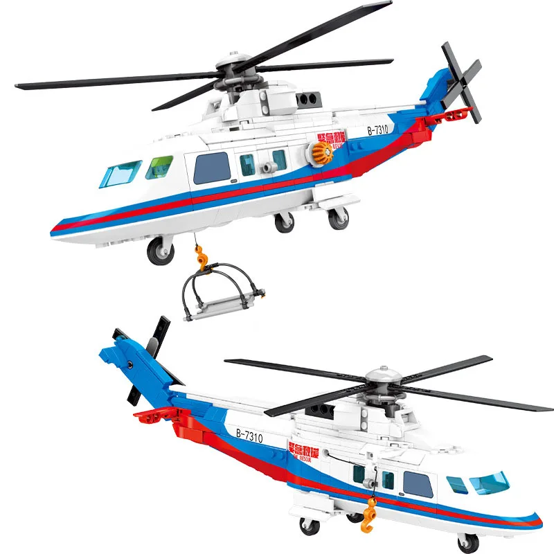 

Блоки городские спасательные для вертолета, 391 шт., набор военного экстренного самолета, 3 фигурки, строительные игрушки для детей