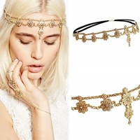 flower tassel head jewelry 2022 women fashion elegant rhinestone elastic head chain tiaras bride wedding head jewelry