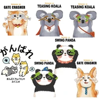 cute cartoon animal world panda koala pet dog cat heat transfer sticker for iron on children clothes washable patch