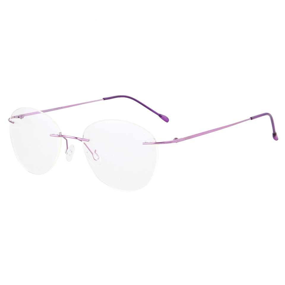 

SHINU Anti Blue Light Glasses Frames 100% Titanium Frame Women Flexible Eyeglasses Eyewear Rimless Prescription MR-7 Len TI022