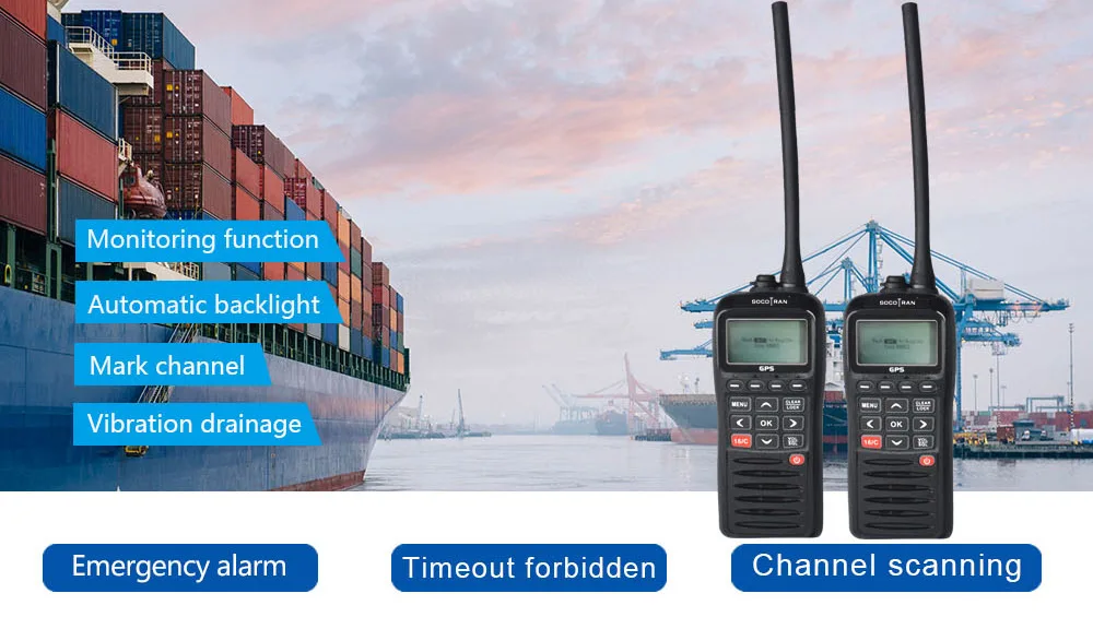 SOCOTRAN RS-38M GPS Marine Two Way Radio VHF Handheld Floats Waterproof IPX7 ATIS code Tri-watch 156.025-157.425MHz Transceiver