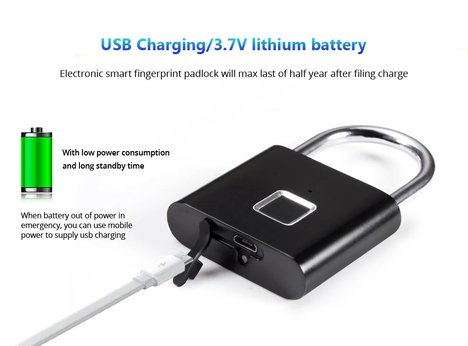 Золотой Интеллектуальный USB Перезаряжаемый дверной замок с защитой от отпечатков пальцев, замок для быстрой разблокировки, Многофункциональное использование