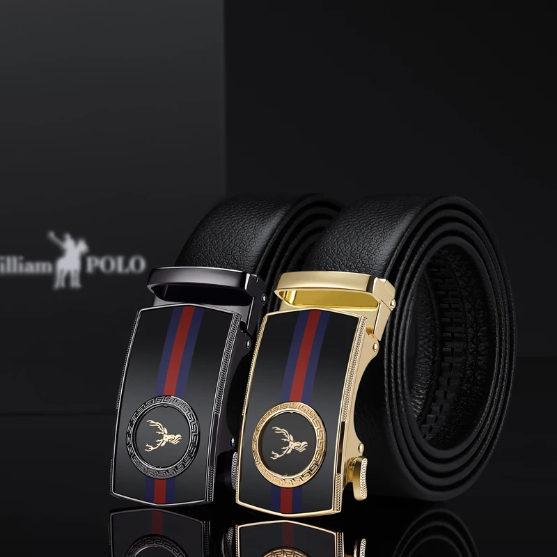 Мужской ремень из коровьей кожи черный с автоматической пряжкой ширина 3 5 см 105 130