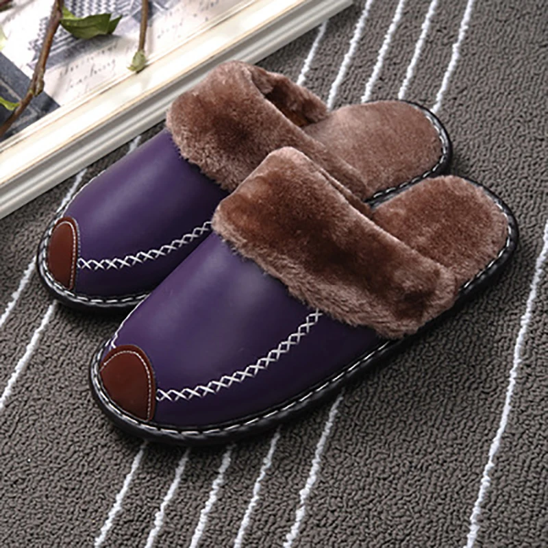 

Women Slipper for winter fashion leather shoes indoor use plus size DB013