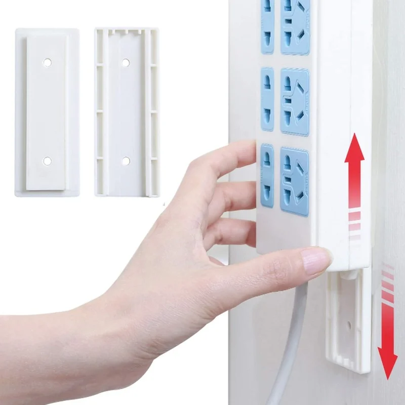 

2Pcs Self Adhesive Multi-Function Punch-Free Power Strip Fixer Cable Organizer Reusable Adapter For Desktop Wall Mount Remote