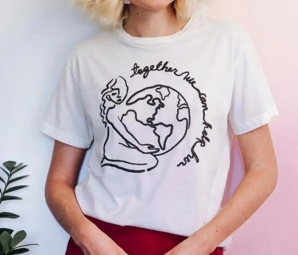 Женская футболка с принтом Защита Земли модная Винтажная графическим в стиле