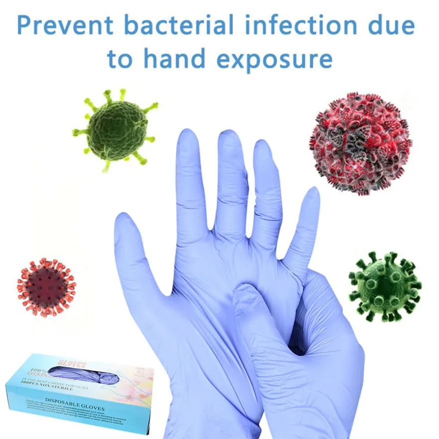 100 шт одноразовые латексные перчатки водонепроницаемые без масла и не вредят