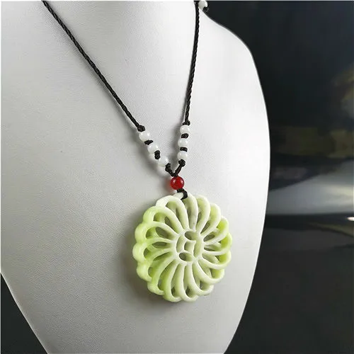 Китайский натуральный белый нефрит подвеска в форме мельницы ожерелье