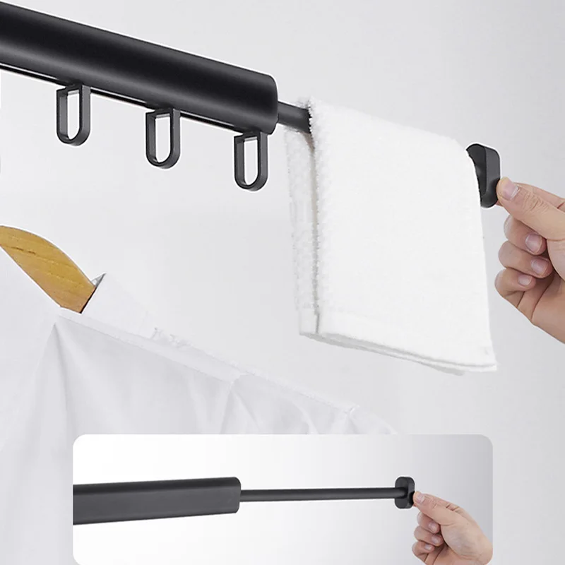 Настенная телескопическая вешалка для одежды черная Складная сушилка в