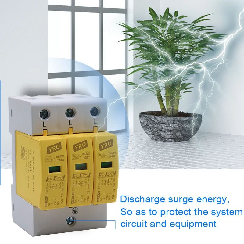 Сетевой фильтр SPD для дома 20 ка ~ 40 кА 385 в 3P |