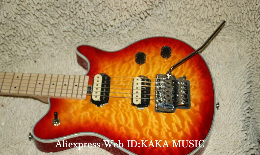 Оптовая продажа электрическая гитара Cherry Burst Wave кленовый гриф OEM из Китая | Спорт и