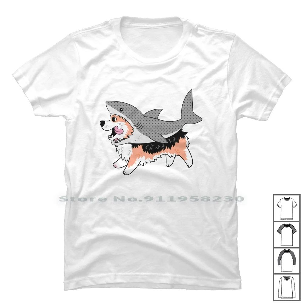 Костюм Корги в виде акулы футболка 100% хлопок костюм Ark