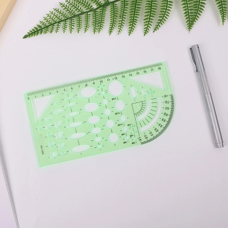 

Зеленый геометрический шаблон чертеж линейки инструменты отображения школьные канцелярские DXAC