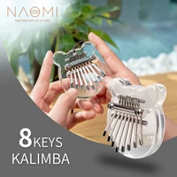 naomi cute pocket mini kalimba 8 keys thumb piano transparent acrylic finger piano bear shape suitable for childrens toys