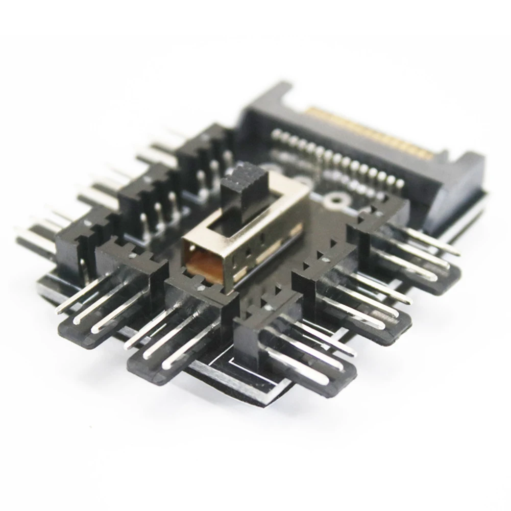 

Cooler Cooling Fan Hub PC SATA 1 to 8 3Pin 12V Splitter Power Socket PCB Adapter 2 Level Speed Controller for Computer