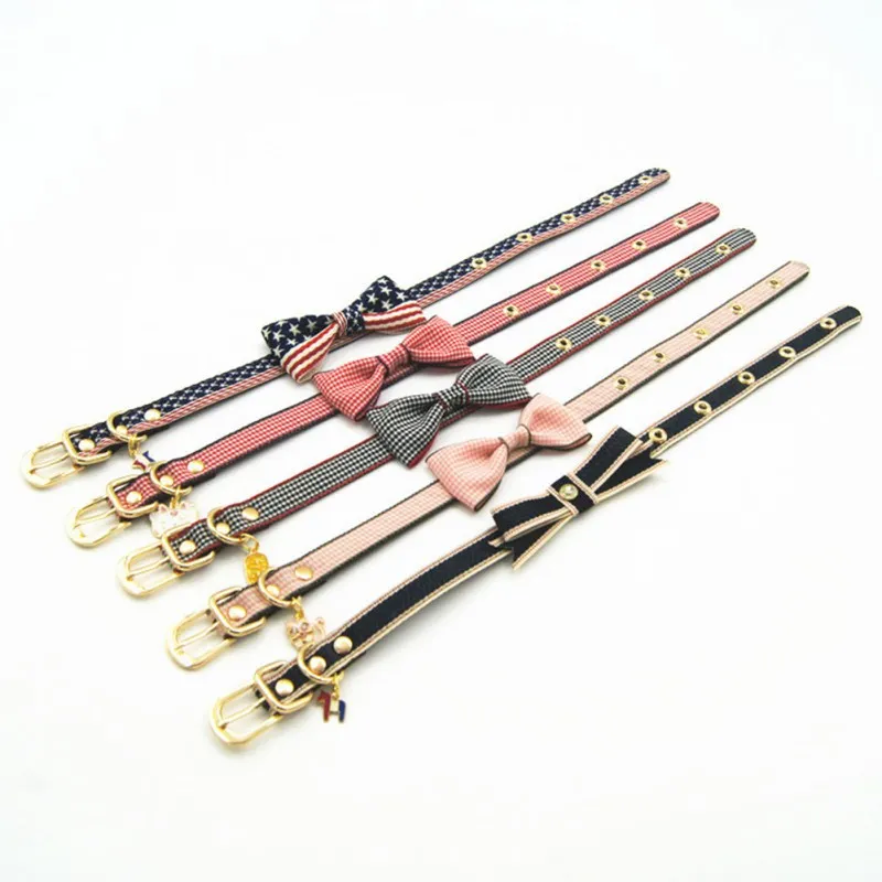 

Pet Bowknot Collars Puppy Adjustable Collars Pets Dog gifts Necklace For Puppy Breathable Collar with Leash Ring